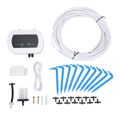 ZJchao Smart Drip Irrigation System Kit, Automatic Plant Waterer for 10 Potted Plants with 12 Tee Connectors 10 Drippers 1 Filter 10m Hose, 400ml min Flowrate IP65 LED Display (BSV-IC201)
