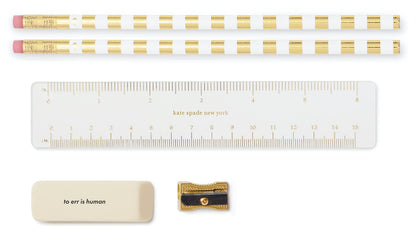 kate spade new york Pen and Pencil Case with Office Supplies, Zip Pouch Includes 2 Pencils, Sharpener, Eraser, and Ruler, Floral Garden