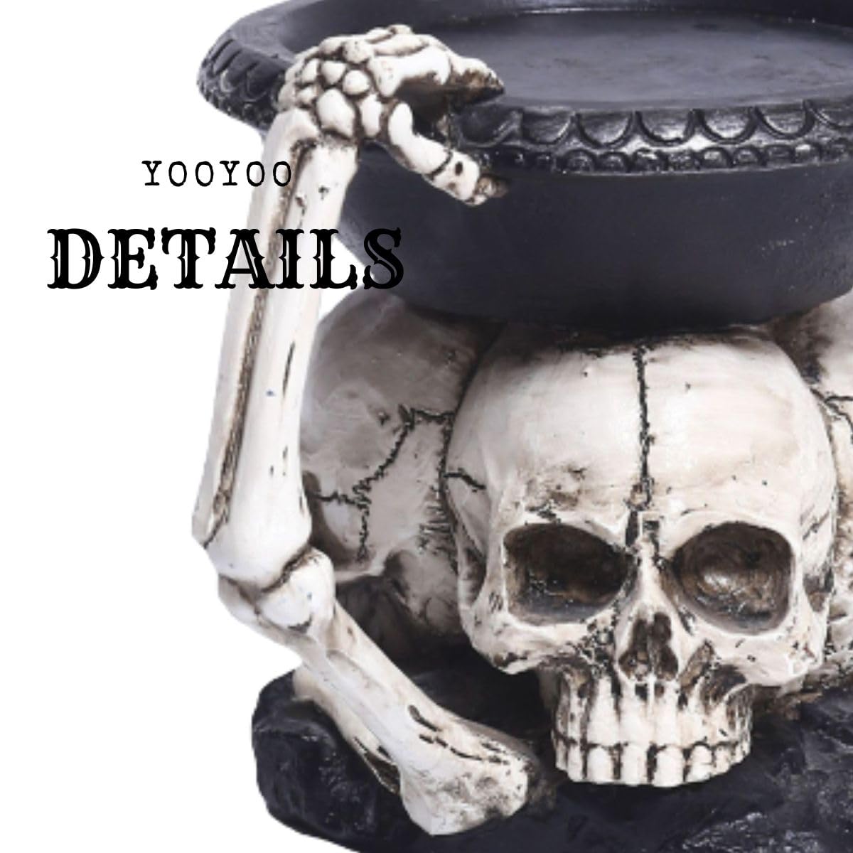 Halloween Skull Candle Holder, Skeleton Creepy Candelabra for Candlesticks Spooky Gothic Candlestick Holders Single Wick Candle Pedestal Retro Human Skull Head Tea Light Holders Skull Votive Holder