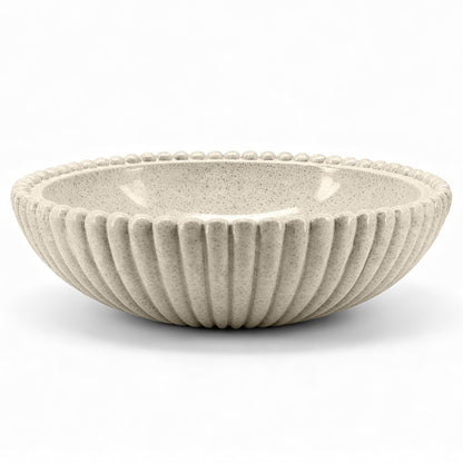 Richtmall Large Resin Decorative Bowl 12 Inch, Fruit Bowl Sandstone Ruffle Key Bowl for Coffee Table Shallow Centerpiece Bowl Catch All Bowl for Kitchen Counter, Entryway, Living Room