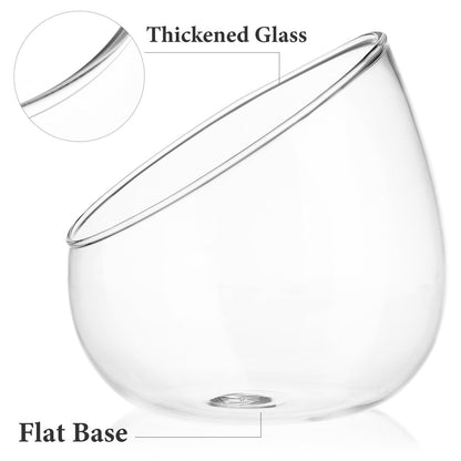 WOFASHPURET 4.72" Slant-Cut Glass Terrarium Jar – Thickened Globe Bottle for Succulent & Moss Mini Ecosystem, Stable Desktop Planter for Home Office Décor & Gift