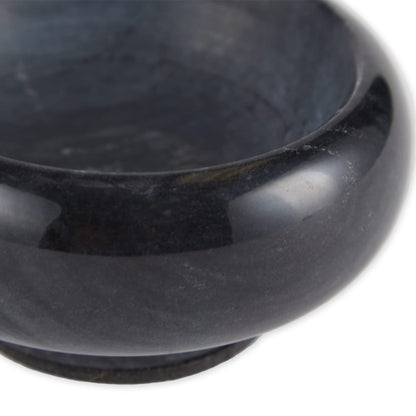 RSVP International Herb & Salt Containers for Countertop Polished Marble Dish/Bowl, 2.75" Diameter x 1.5", Black