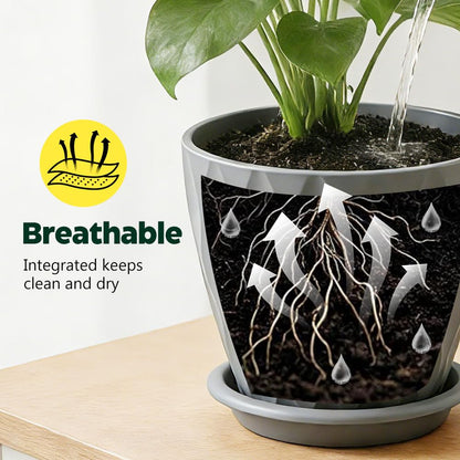 KEETUMOOD Plant Pots, Self Watering Planters with Drainage Holes and Trays, Flower Pots for Indoor Outdoor - 6 Pack(4/5/6/6.5/7/8 Inch) (Gray)