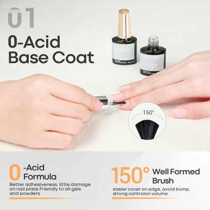 modelones Builder Nail Gel with Gel Top Coat, 3Pcs Clear Builder Nail Kit for Thickening Apex Building Extension Rhinestone Gel Tips Glue, U/V LED Lamp Cured for Home DIY Salon Girls