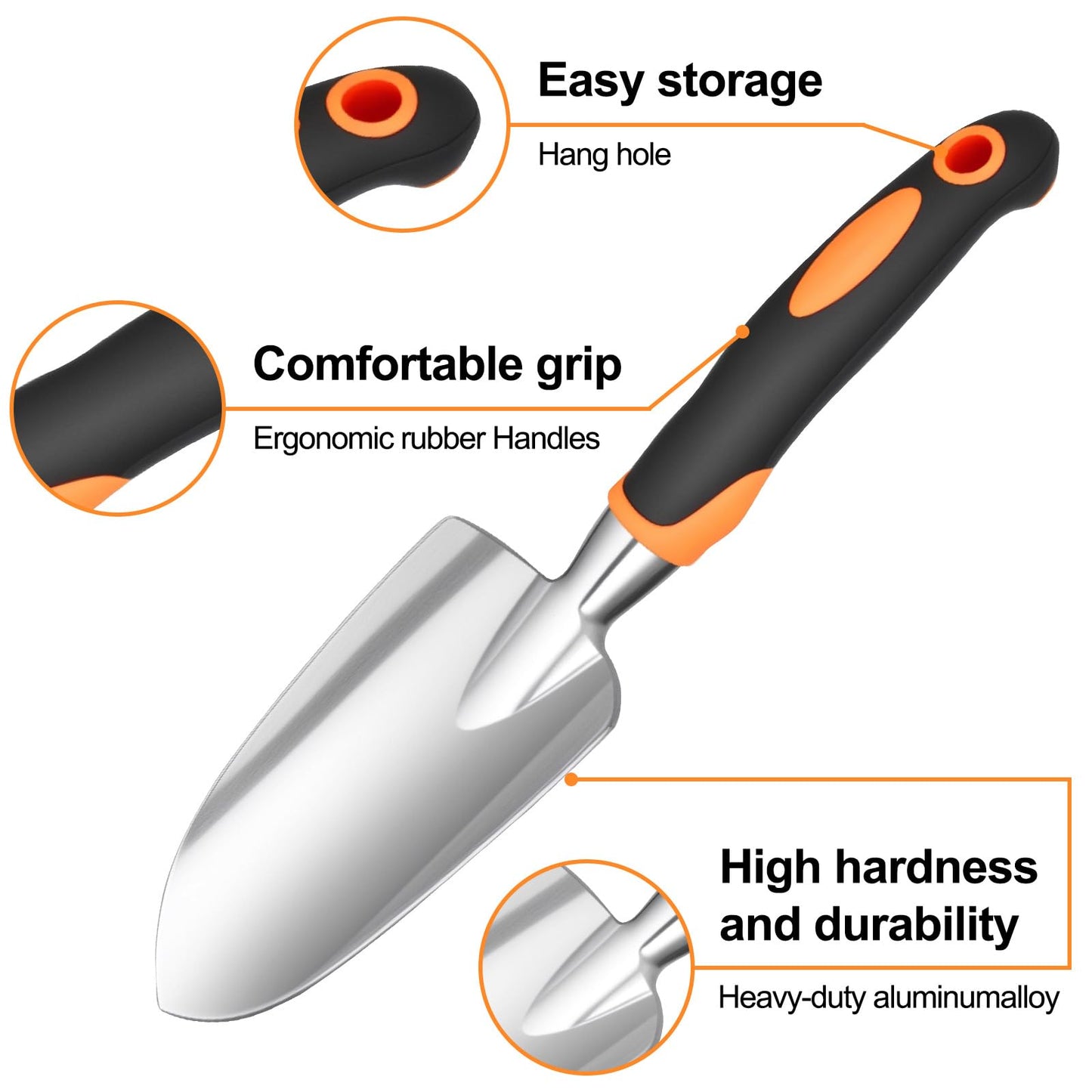 Ocean Ice Garden Tool Set, 4Pcs Aluminum Heavy Duty Gardening Tool Set, Include Shovel, Transplant Trowel, Hand Cultivator and Shear with Rubberiz NonSlip Ergonomic Handle, Gardening Kit for Women Men