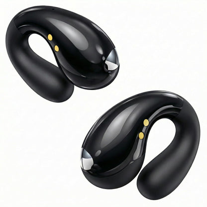Boytond Ultra Open Ear Earbuds - Ergonomic Clip-On Earbuds, Bone Conduction Over-The-Ear Headphones with Waterproof Design and Secure Fit for Small Ears, Midnight Black