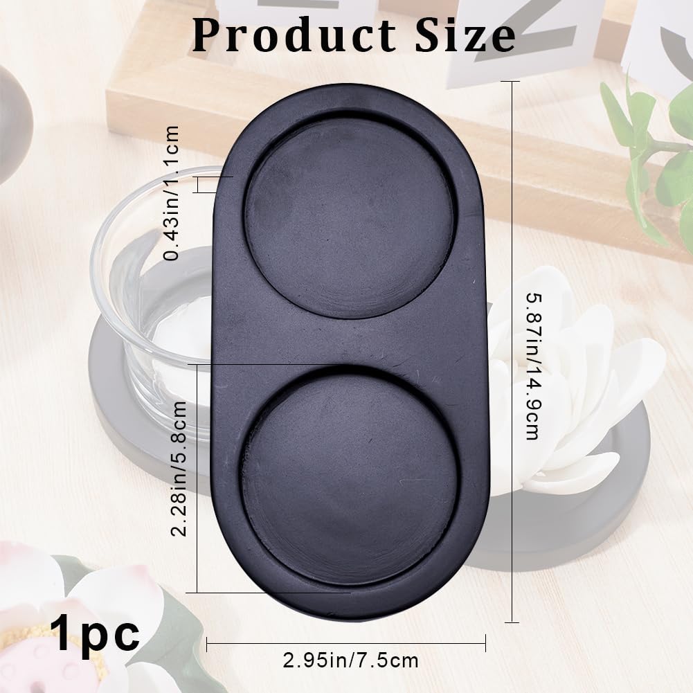GORGECRAFT Black Wooden Salt and Pepper Mill Tray 2.28 Inch Acacia Wood Tray Peper Mill Holder Mills & Shakers Salt & Pepper Grinder Rest for 2 Mills Accessories Kitchen Storage Holder Home Crafts