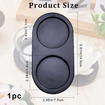 GORGECRAFT Black Wooden Salt and Pepper Mill Tray 2.28 Inch Acacia Wood Tray Peper Mill Holder Mills & Shakers Salt & Pepper Grinder Rest for 2 Mills Accessories Kitchen Storage Holder Home Crafts