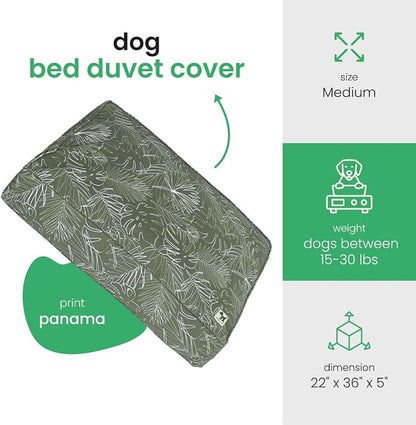 Molly Mutt Panama Dog Bed Duvet Cover, 100% Cotton Canvas Cover for Dog, Puppy, or Cat Bed, Durable, Washable, and Free of Harmful Chemicals, Medium/Large, 27"x36"x5"