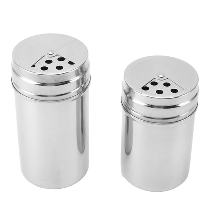 OEBUAFI 2 Piece Seasoning Shakers, 304 Stainless Steel Salt and Peppers Shakers with Mesh Sieve for Salt Peppers Sugar, Seasoning Dispenser Container with Adjustable Pour Holes (Type 3)