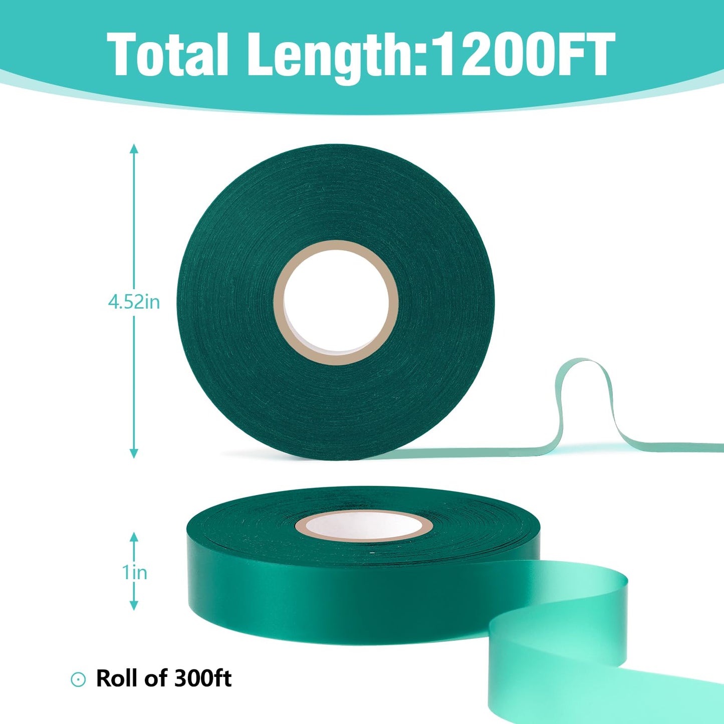 Prudiut 1200FT Stretch Tie Tape Roll, 1'' Plant Tape Green Stretch Garden Tie, Thick Sturdy Tree Nursery Tapes Vinyl Stake Ribbon Support for Indoor Outdoor Patio Plant, Tree, Vegetables, Branches