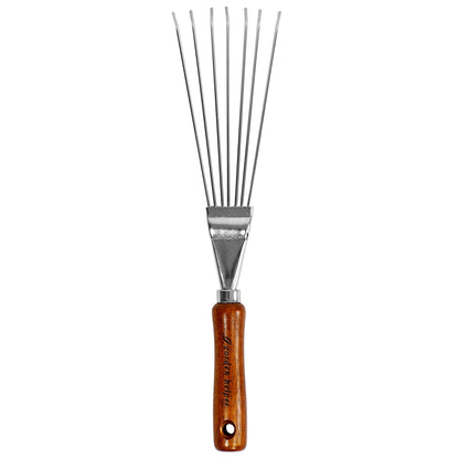 Japanese Hand Rake Garden Tool - Japanese Steel with Wood Handle - Small Rake for Leaves, Handheld Garden Cleaning Tool - Made in Japan
