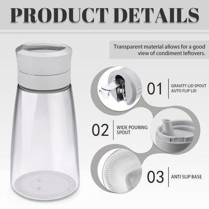 Sekonow 1Pack Glass Sugar Dispenser with Auto Flip Pour Spout, Weighted Pourer Sugar Container, 14.2oz Sugar Bowl Shaker Jar Salt Dish Holder Coffee Bar Accessories