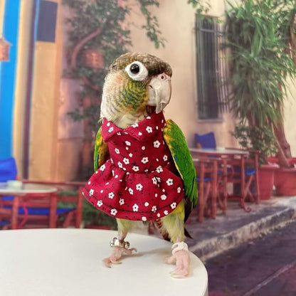 Bird Costume Bird Diaper Flight Suit Vintage Floral Dress Summer Skirt Clothes Cosplay Photo Prop for Parrots Lovebird Parakeet Cockatiel Small Animals Apparel (Green Cheek Conure)