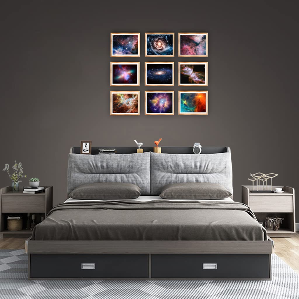 POUSREDE Universe Starry Sky Wall Art Outer Space Fantastic Nebula Galaxy Painting Pictures ，for Bedroom, Lvingroom, Bathroom Decor,Posters for Kids, Boys or Girls Room Set of 9 (8" x10") Unframed