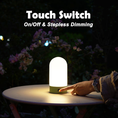 WEILAILUX Battery Operated Shower Lamp Waterproof, Small Portable Cordless Table Lamp Rechargeable, Touch Dimmable Mood Light for Home/Patio/Dining/Outdoor (Wood Grain)