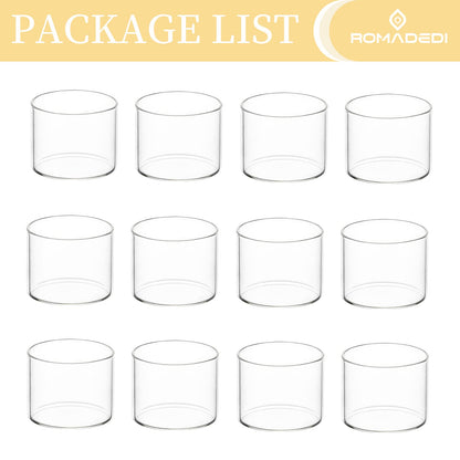 Votive Tea Light Candle Holders - Mini Clear Glass Tealight Holder as Candlelit Dinner Party Events Birthday Wedding Reception Centerpiece Decor Accessories, 10pcs+Extra 2