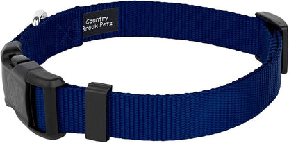 Country Brook Petz - Everyday Nylon Dog Collar and Leash - 10+ Cool Colors (3/4 Inch, Medium, Royal Blue)