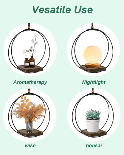 vensovo Hanging Planter for Indoor Plants - 1 pcs Plant Hanger Indoor with Metal Ring and Sturdy Wood Base, Boho Hanging Planter for Wall/Window/Room Decor