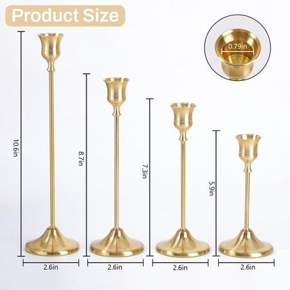 Sunnyfuture Candlestick Holders, 4PCS Taper Candle Holder for Candlesticks, Gold Candle Holders for Table Centerpiece, Wedding, Party