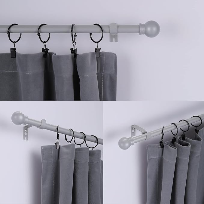 Thestoa Curtain Rods for Windows 48 to 84-92 inch, 5/8" Brushed Nickel Curtain Rod, Stainless Steel Small Curtain Rods for Bedroom, Living Room,Kitchen,Farmhouse, Outdoor Curtain Rod Silver