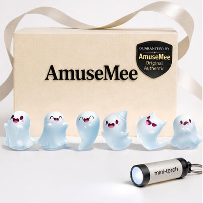 Luminous Ghosts Mini Artificial Decorations for Home Corners Decorations for Car Dashboard Office Desk Bedroomn Shelves Nightstand Miniature Figurines 6Pcs with Light Filling Mini Torch Gift Box Ready