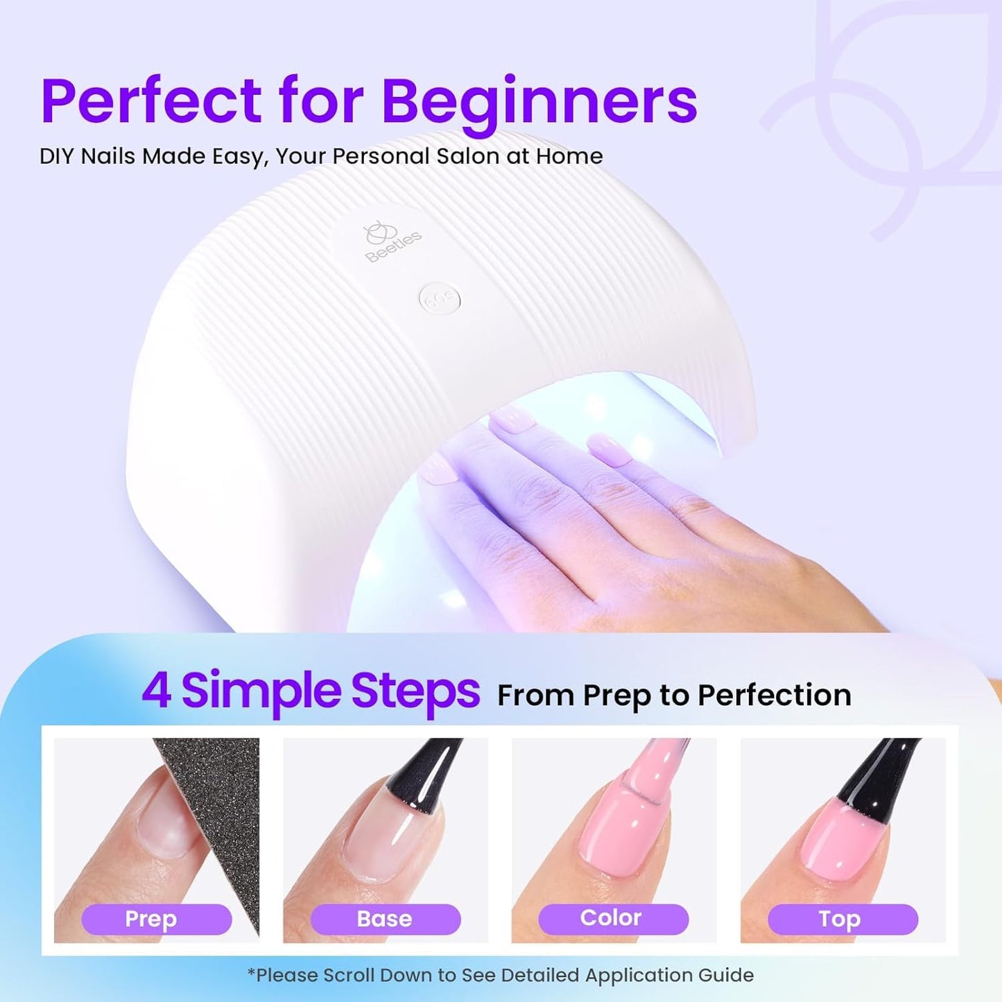 Beetles Gel Nail Polish Kit with U V Light -54 Pcs Gel Nail Kit Four Seasons Glow 32 Colors Set with Base Matte & Glossy Top Coat Soak Off Home DIY Manicure Nails Beginners Gifts for Women Teen Girls