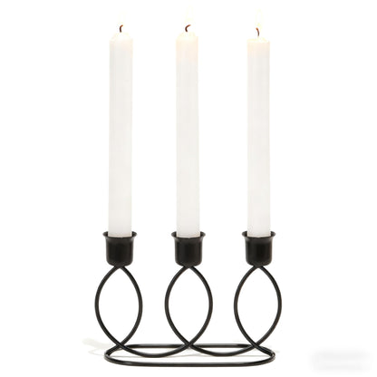 Black Candelabra Metal Candle Holders - 3 Arm Candlestick Holder for Theme Party Table Centerpiece Decoration Dining Room Birthday Holiday Christmas Thanksgiving Wedding