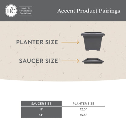 The HC Companies 11 Inch Accent Square Plant Saucer, Lightweight UV-Resistant Plastic Outdoor & Indoor Flower Pot Tray, 2-Pack Plant Pot Trays for Garden & Home Decor, Warm Gray