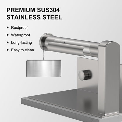 BATHLAVISH Toilet Paper Holder with Marble Shelf, 304 Stainless Steel Tissue Hand Holder Wall Mounted Toilet Paper Roll Hold with Phone Shelf for Bathroom Kitchen Washroom Bedroom, Brushed Nickel