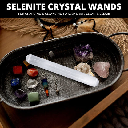 NORTHLANDZ Selenite Crystal Massage Wand 6 Inches, Moroccan White Healing High Efficient Energy Crystals for Anxiety Relief, Yoga, and Meditation, Ideal for Gift and Home Decor
