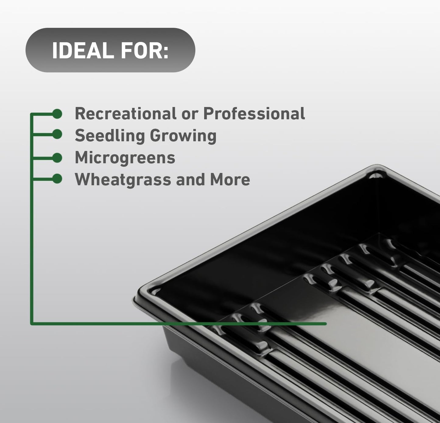 Yield Lab 10x20 Inch Black Plastic 10 Pack Plant Propagation Tray – Growing Trays for Garden, Planting, Seedling, Soil & Hydroponic Horticulture - Microgreen Trays Grow Plants - No Drain Holes