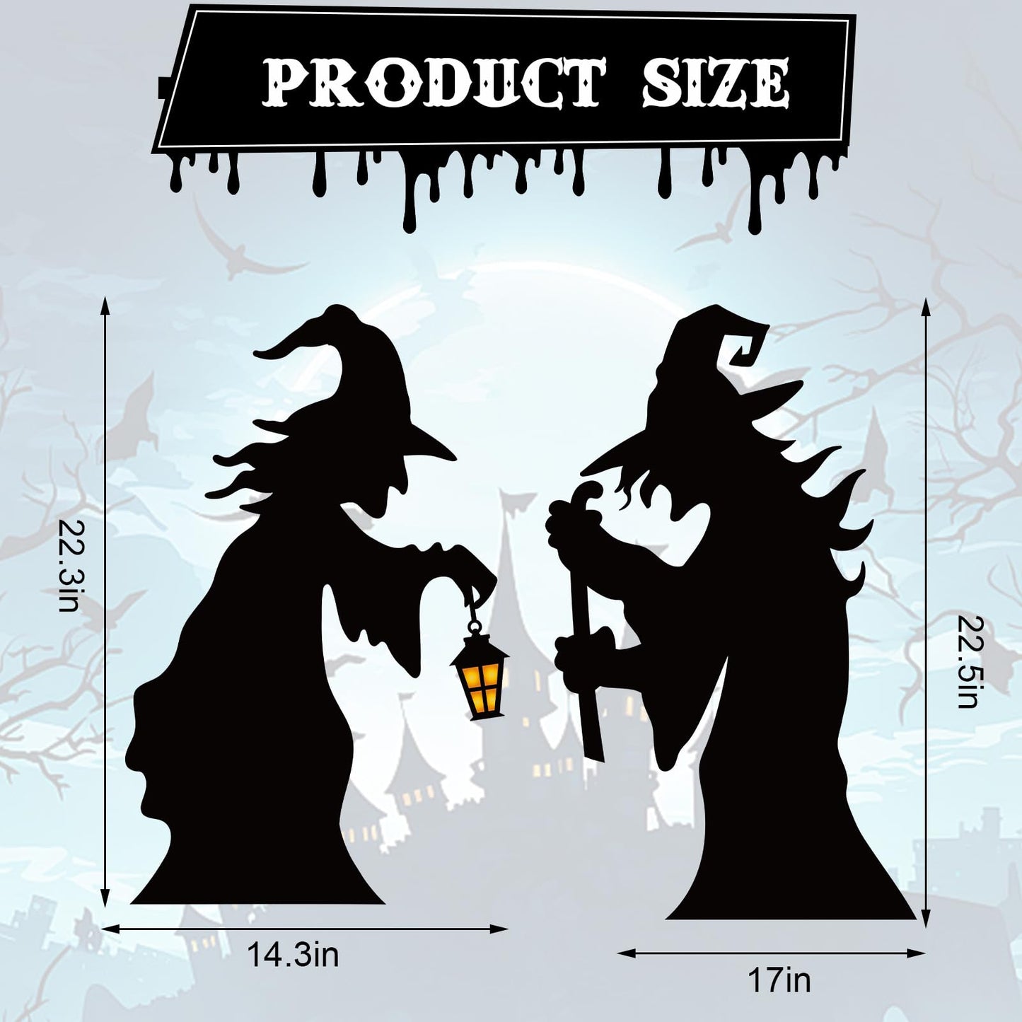JarThenaAMCS 17Pcs Halloween Witch Garage Decoration Magnet Stickers Withered Tree Pumpkin Bat Refrigerator Decals for Hocus Pocus Party Home Door Car Decor