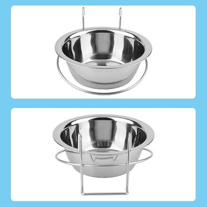 Hypeety Stainless Steel Food Water Cup with Bolt Hooks for Pet Bird Crates Cages Coop Dog Cat Parrot Bird Rabbit Pet (Small,11cm)