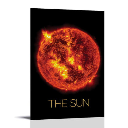 Solar System Planets Canvas Wall Art - The Sun star Space Poster for Kids Room Bedroom Classroom, STEM Educational Astronomy Decor, Science Gift for Boys Girls, 12x18 Inch Framed