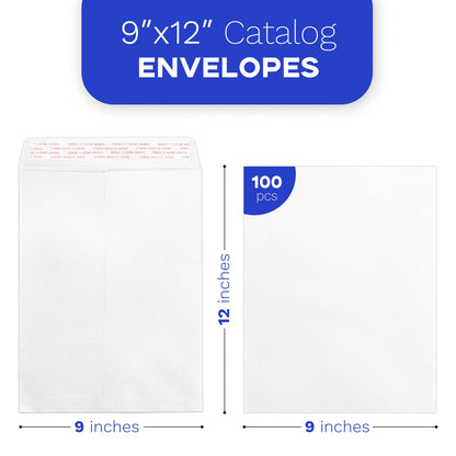 100 White Envelopes 9x12 Self Seal, Goefun Catalog Large Mailing Envelopes 9x12 Letter Size - 80GSM Paper