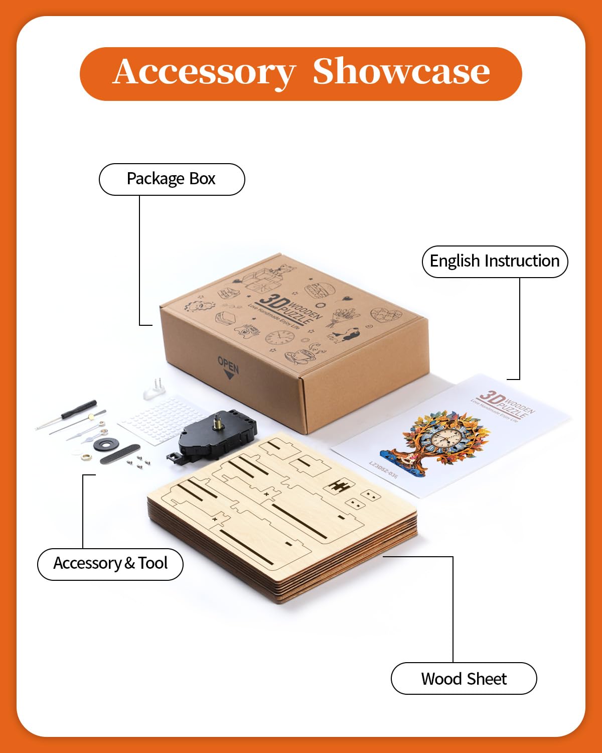 Rnfinewow 3D Puzzles for Adults, Tree of Life Clock Wooden Puzzles Room Home Decor, DIY Wall Pendulum Clock for Craft Enthusiast Hobbies Birthday Christmas Day Gifts