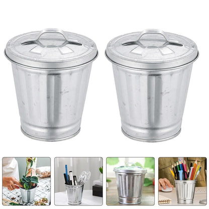 Alipis Mini Trash can for Desktop 3.74 Inch Compact Table Storage Jar Multi-Functional Waste Basket Pen Holder Flower Pot Space-Saving Organizer for Office Dorm Kitchen