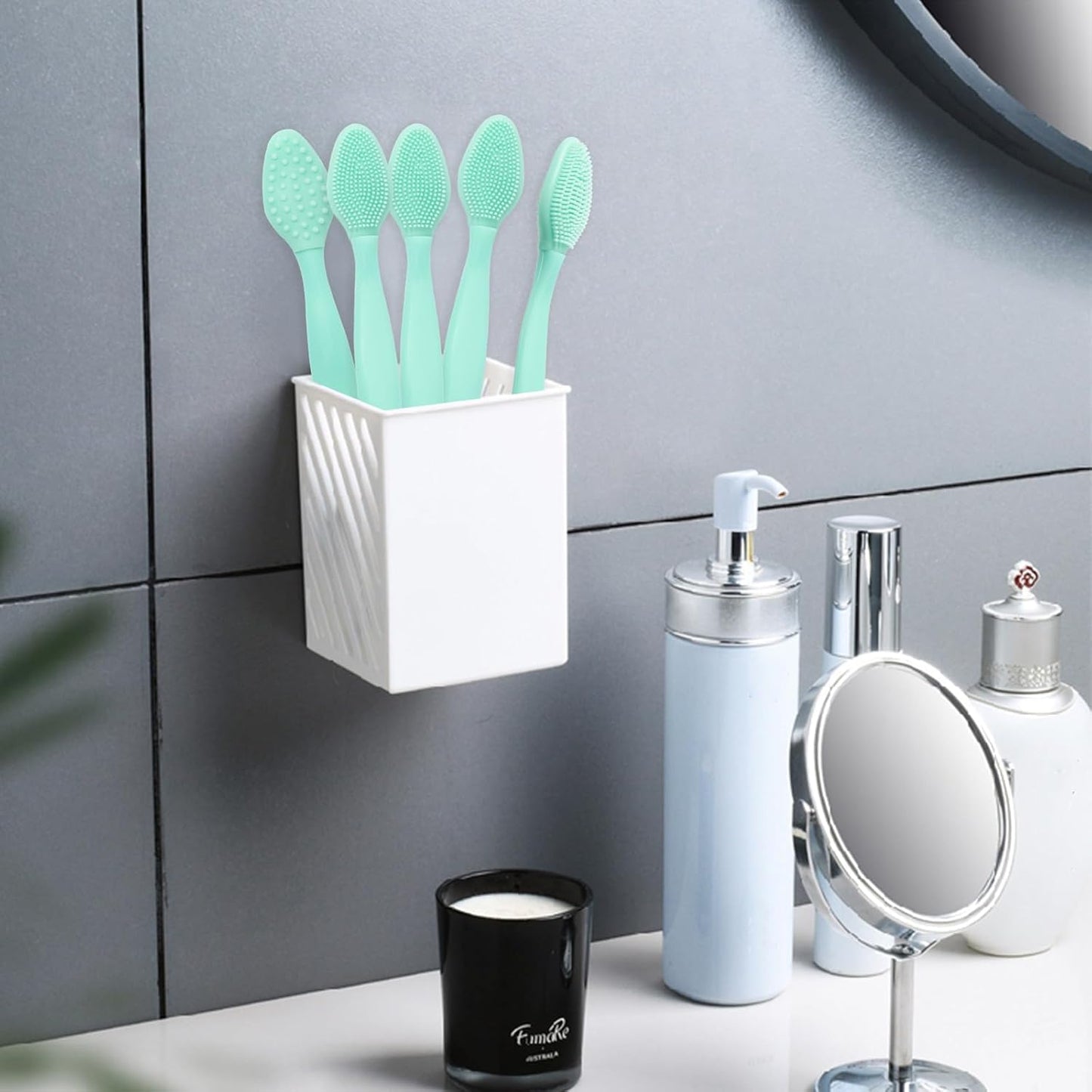 Silicone Facial Cleansing Brush 3 Pack, Beomeen 4 in 1 Handheld Face Scrubber for Deep Gentle Exfoliating, Double-Ended Face Wash Scrub Brush for Face Skincare and Massage (Green)