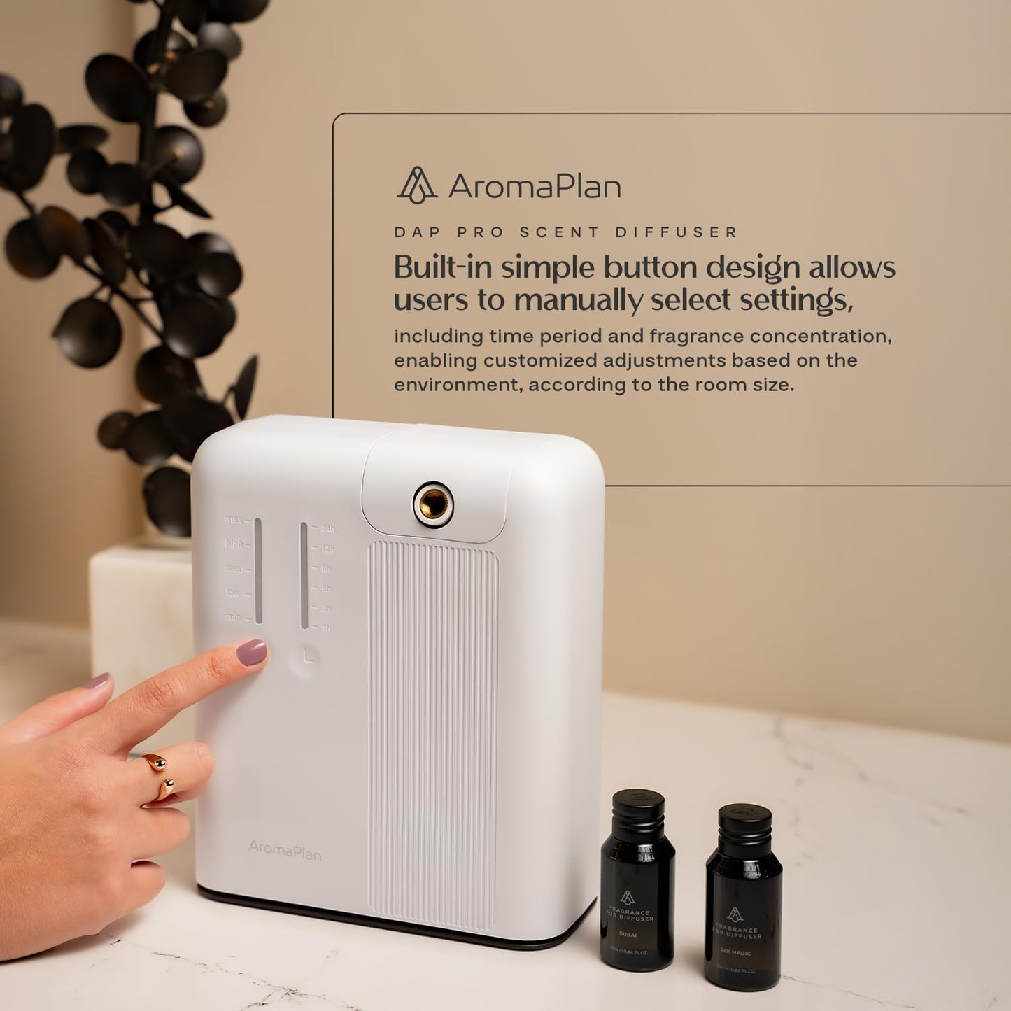 AromaPlan 2025 HVAC Waterless Oil Diffuser, Smart Scent Air Machine (2 Fragrances Included)- Whole House & Commercial Hotel Collection Diffuser| Cold Air Tech, App & Tourch Control,2000 Sq. Ft -Black