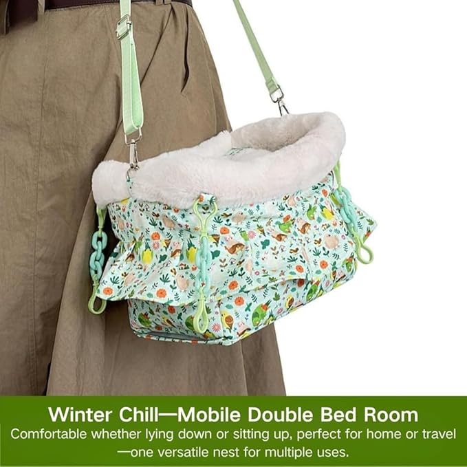 2 in 1 Warm Bird Carrier Bag, Bird Hammock Bed for Cage, Winter Travel Bag, Portable Parrot Outing Bag for Lovebird, Budgie, Conure, Quaker, Small Medium Birds (Pink,Medium)
