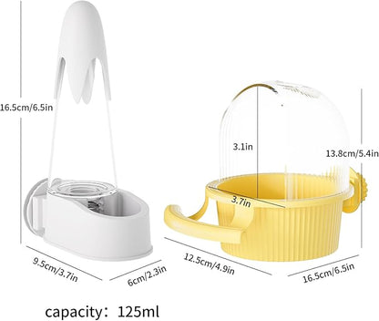 No Mess Bird Feeder Water Dispenser Set, Automatic Hydration, Bird Cage Accessories for Cockatiels Parrots Lovebirds Canarys Finches Budgies and Other Small to Medium Sized Birds (White + White)