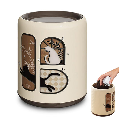 Folemah Vintage Style Desktop Trash Can, Large Capacity Cute Swing Lid Design, Creative Home Office Desktop Trash Bin, Stylish and Tabletop Garbage Can