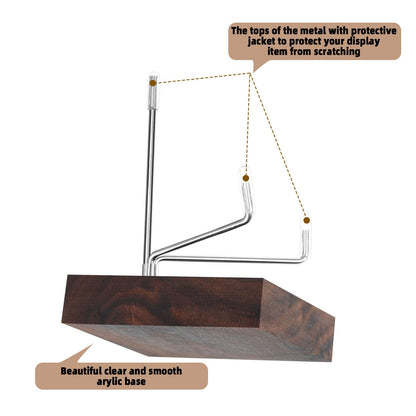 Wenqik 4 Pcs Crystal Display Stand Rock Display Stand Adjustable Metal Arms with Wooden Base Geodes Rock Agate Mineral Easel Holder for Collectibles(1.97 x 1.97 x 3.15 Inch,Silver)