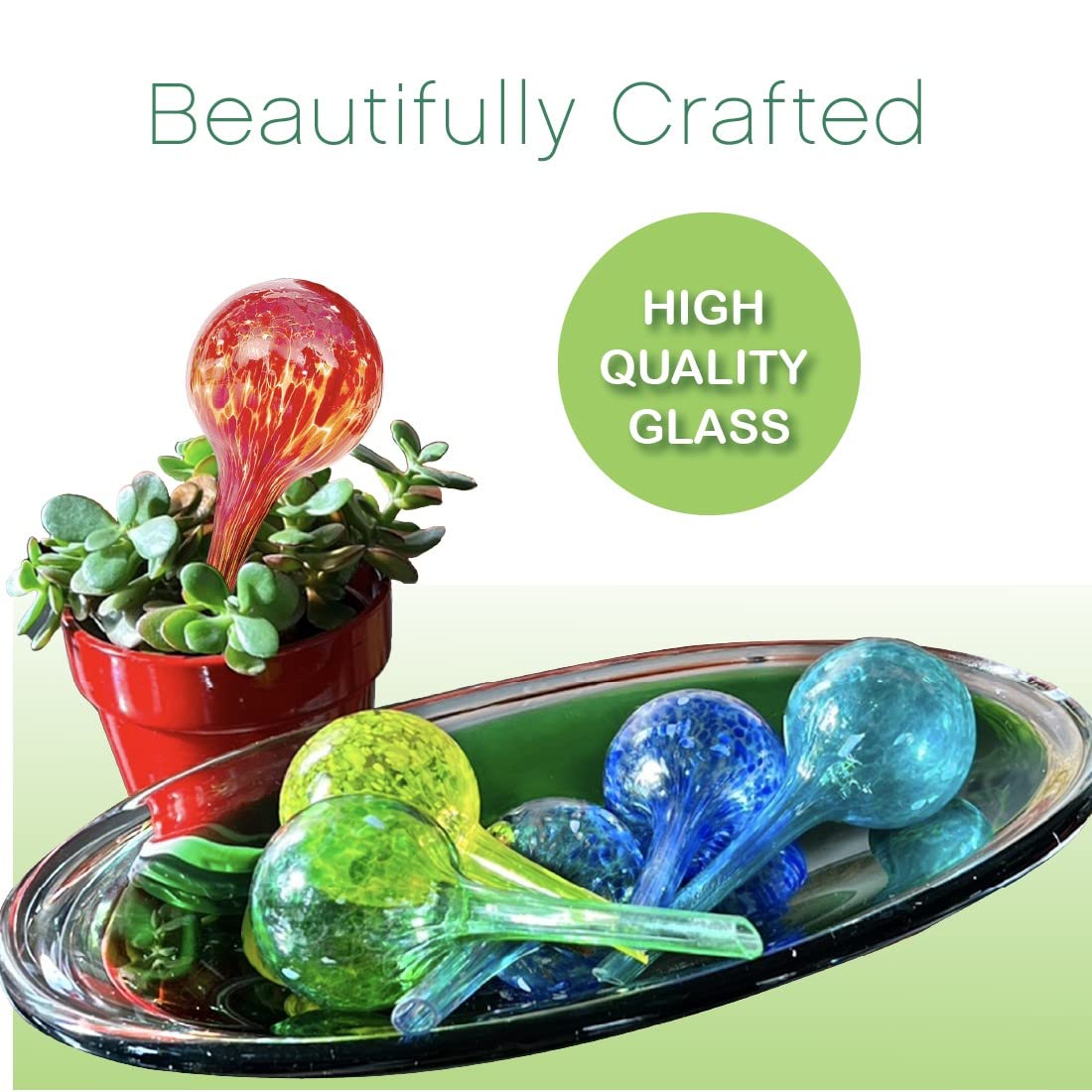 Trenton Gifts Plant Watering Globes - 6-Pack Self Watering Bulbs for Indoor and Outdoor Plants - Hand-Blown Decorative Glass Water Globes - 6" L x 2.5" D - 150ml