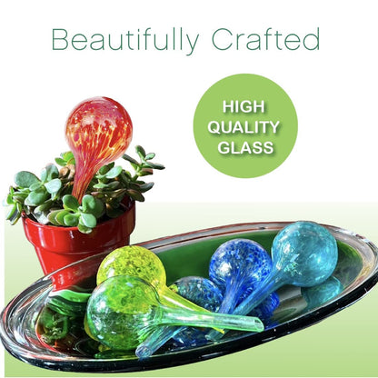 Trenton Gifts Plant Watering Globes - 6-Pack Self Watering Bulbs for Indoor and Outdoor Plants - Hand-Blown Decorative Glass Water Globes - 6" L x 2.5" D - 150ml