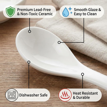 PTORIZNY 4 Pcs Demitasse Espresso Spoons, 5.43” Porcelain Coffee Spoon, Mini Sauce Spoons, Small Ceramic Teaspoon, Tiny Spoon for Dessert Appetizer Tasting Ice cream and Yogurt (White)