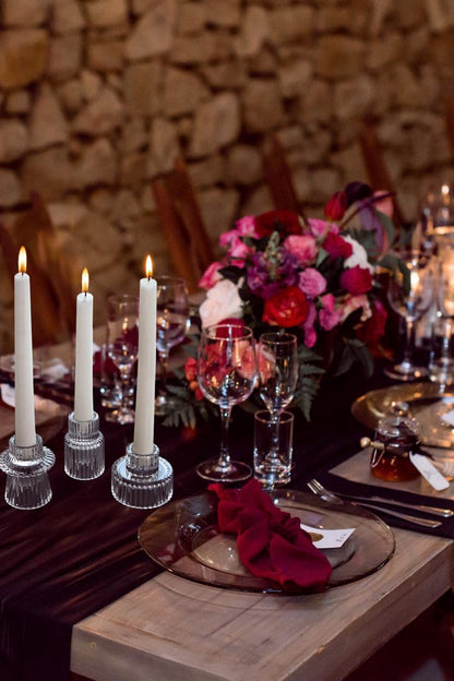 Vixdonos Glass Candlestick Holders Tealight Candle Holders for Table Centerpieces, Wedding Decor and Dinner Party (6 Pcs, Clear)