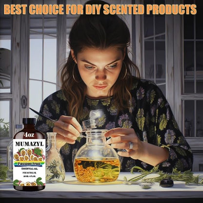 Passion Fruit Essential Oil, Passion Fruit Oil 4 Fl Oz 120ML for Diffuser Humidifier Yoga Cleaning DIY Candle Soap Making MUMAZYL Essential Oils