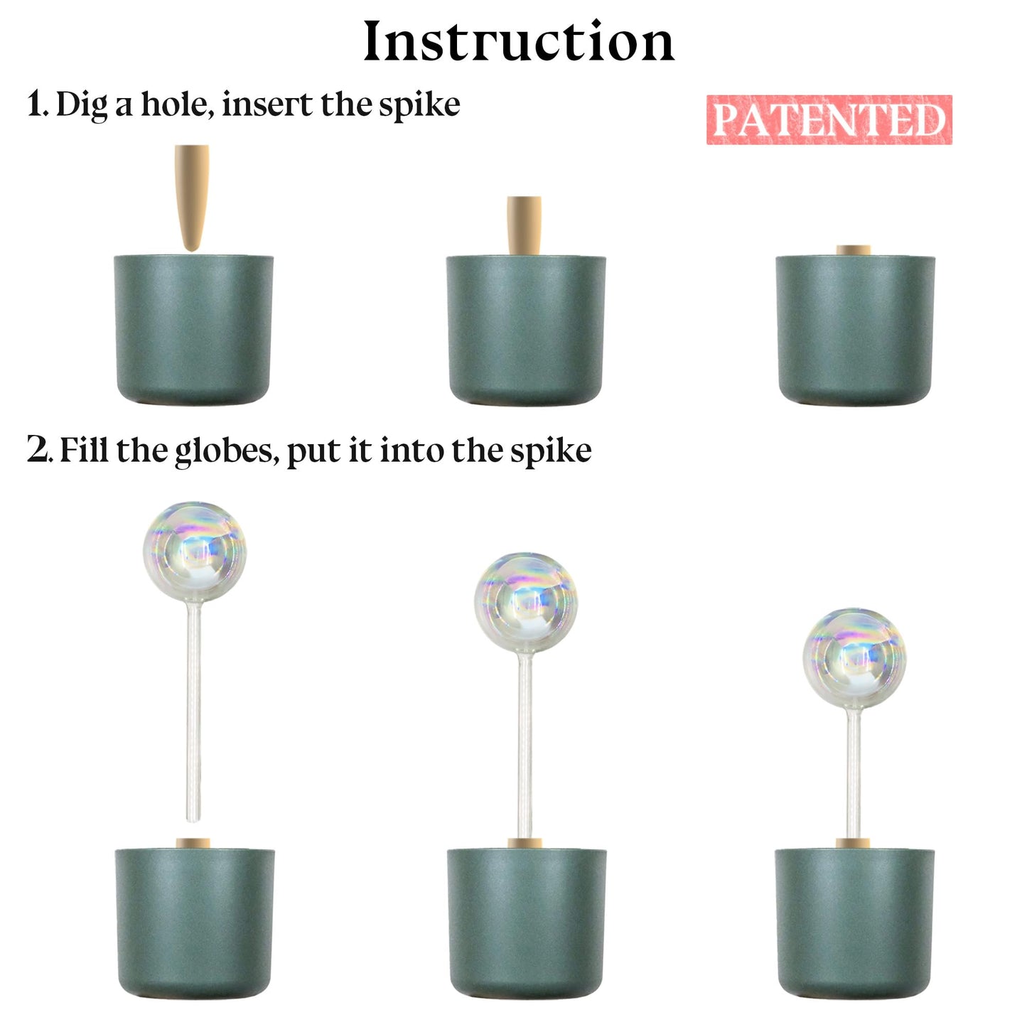 HyJeryty Non-Clogging Iridescent 3 Pack Ball Plant Watering Globes with Terracotta Spikes, Hand Blown Glass Self Watering Planter Insert Plant Watering Devices Bulbs for Indoor and Outdoor Plants